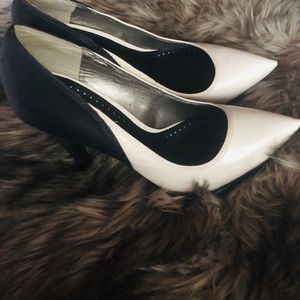 Black&White leather heels